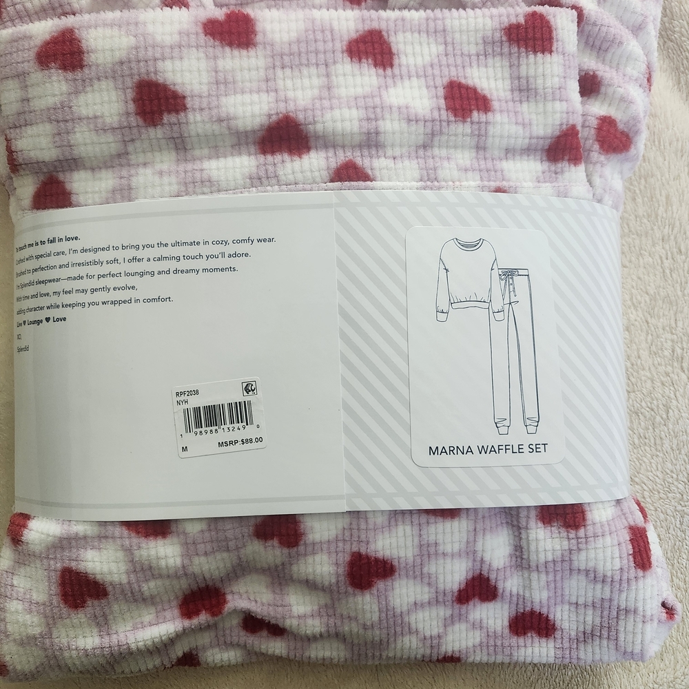 Splendid Pink and White Heart Pajama Set - Picture 3 of 4